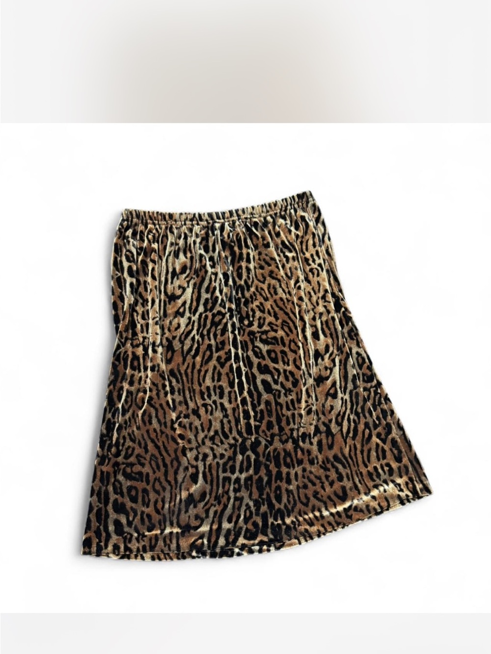 Clio Leopard Print Velvet A-Line Skirt - Brown & Black